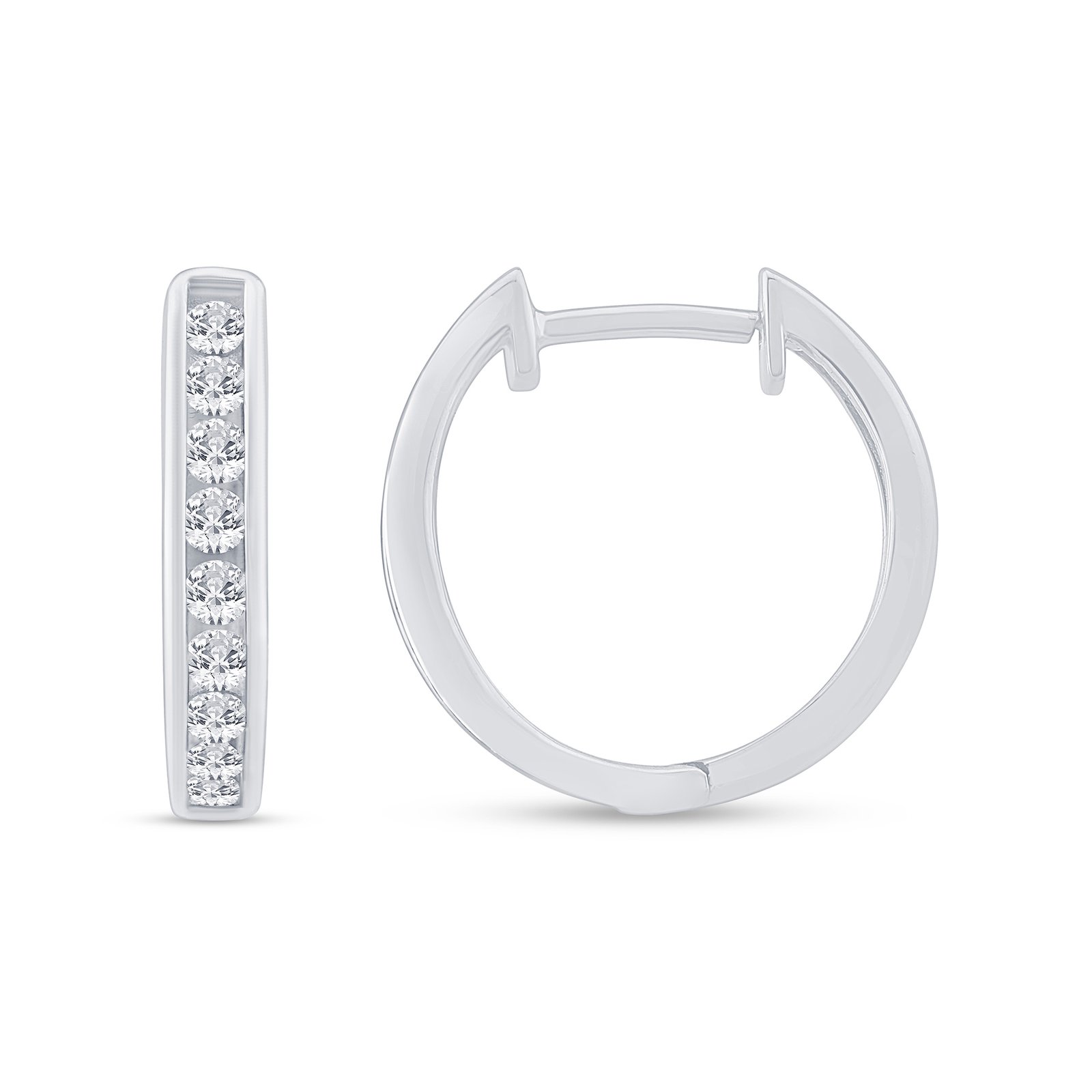 LG - 14K 0.51CT D-HOOPS RDS CHANNEL PRONG CERTIFIED